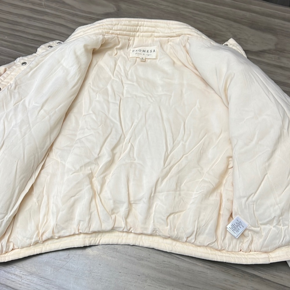 PROMESA QUIET PROMISE QUILTED BOMBER JACKET CREAM SIZE SMALL - Picture 7 of 15